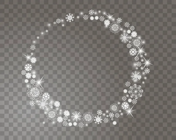 Рамка Круга Снежинки Прозрачном Фоне Вашего Рождественского Дизайна Абстрактный Снежный — стоковый вектор