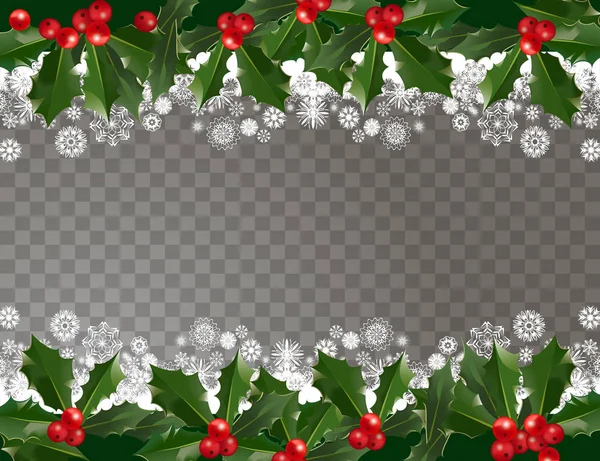 Joyeux Noël Bonne Année Bordure Motif Guirlande Avec Des Baies — Image vectorielle