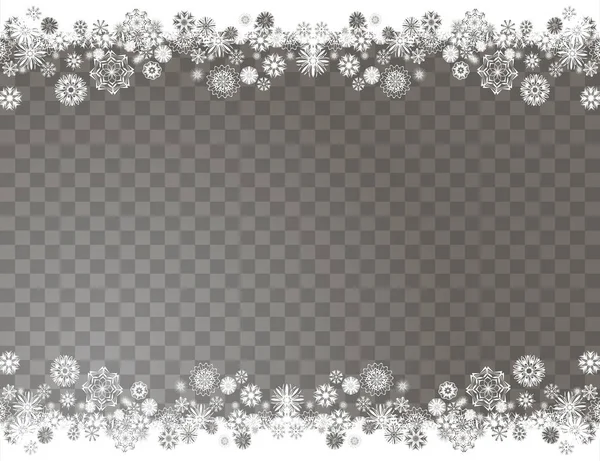 Elegant Snow Border Transparent Background Abstract Snowflakes Background Your Merry — Stock Vector