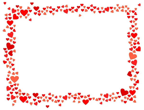 Abstrakte Liebe Zum Valentinstag Grußkartendesign Rote Herzen Horizontale Rahmen Isoliert — Stockvektor
