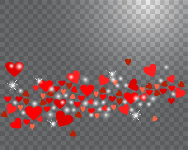 Αφρώδη Κόκκινες Καρδιές Ρεύμα Ένα Διαφανές Φόντο Αφηρημένη Αγάπη Υπόβαθρο — Διανυσματικό Αρχείο