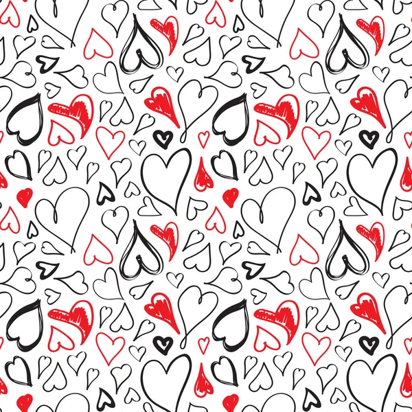 Doodle Heart Seamless Pattern Abstract Love Hand Drawn Background Vector — Stock Vector