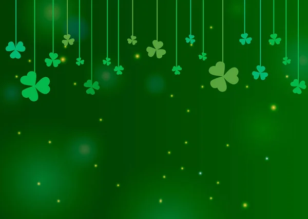 クローバー シャムロックの葉が濃い緑色の背景上の文字列に掛け グリーティング カード デザインやポスターのあなたのテキストのための場所と抽象的な聖パトリックの日の境界線の背景 ベクトル図 — ストックベクタ