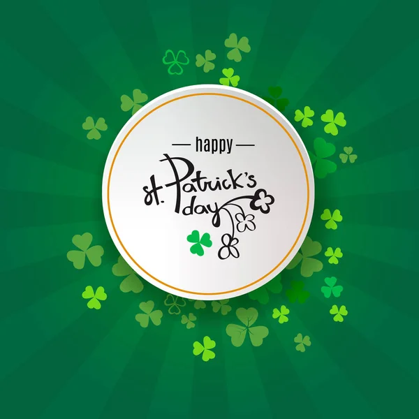 St Patrick's günü arka plan. Shamrock İrlanda simgesi olan Retro afiş tasarımı. Yeşil yonca kenarlık ve bahar konsepti için yuvarlak çerçeve. İrlandalı doodle logo başlığı web için. Vektör çizim