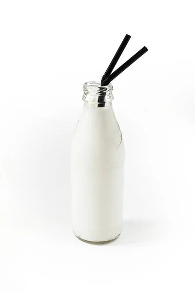 Bottle Milk Isolated Top View White Background — Stock Photo, Image