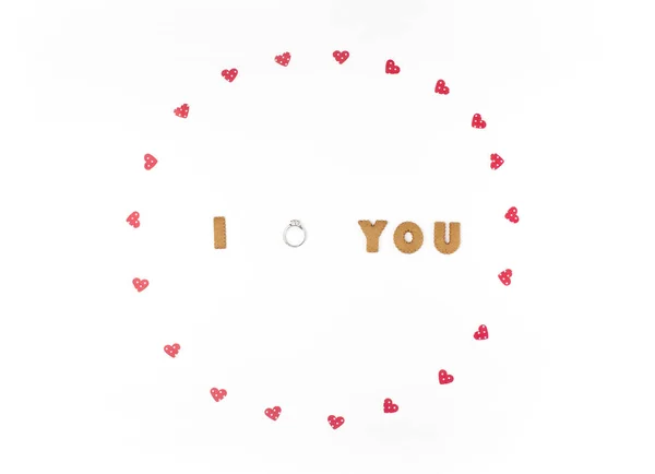 Valentine Day Concept Declaration Love Frame Made Paper Hearts Center — Stock Photo, Image