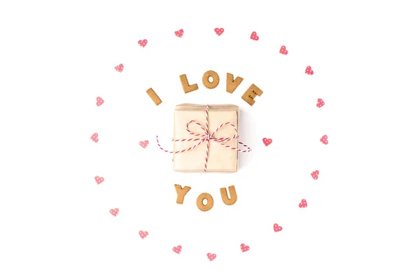 Valentine Day Concept Declaration Love Frame Made Paper Hearts Center — Stock Photo, Image