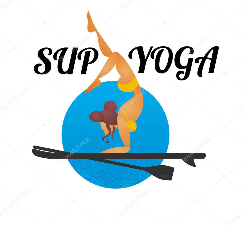 Woman doing Stand Up Paddling Yoga on Paddle Board logo