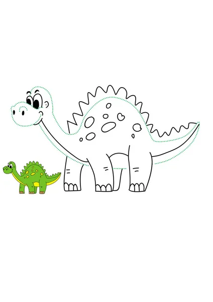 Desenhos Animados Dino Vector Ilustração Imagem Para Colorir Para Crianças — Vetor de Stock