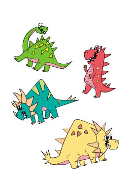 Vektör çizim dinozor karakter karikatür ayarla