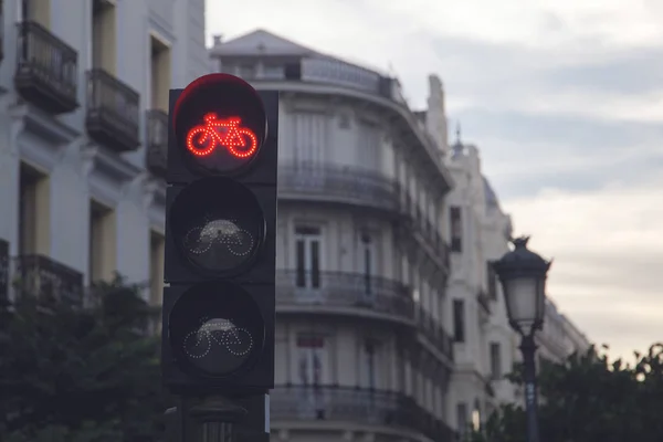 Semáforo Para Ciclistas Que Muestran Luz Roja — Foto de Stock