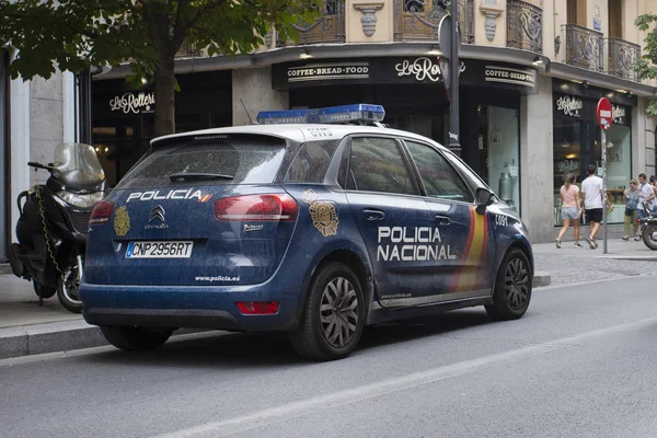 Coche Policía Calle Madrid España 2018 — Foto de Stock