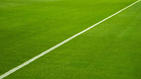 Närbild Fotboll Soccer Fält Med Grönt Gräs — Stockfoto
