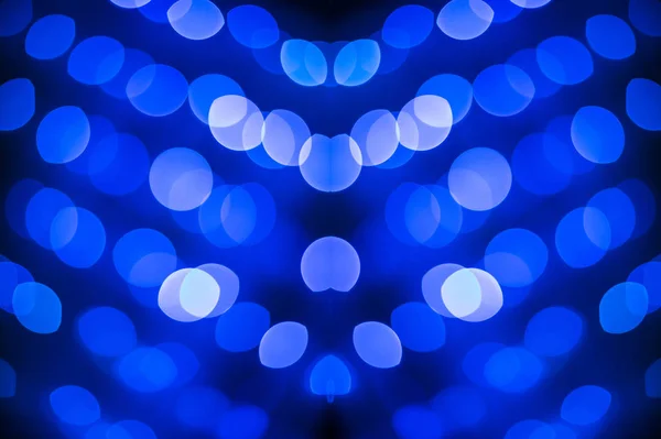 Brillo Simétrico Abstracto Desenfocado Luces Azules Textura Bokeh Sobre Fondo —  Fotos de Stock