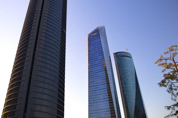 Four Modern Skyscrapers Cuatro Torres Business Financial District Madrid Spain — Zdjęcie stockowe