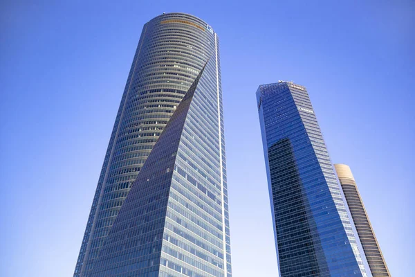 Four Modern Skyscrapers Cuatro Torres Business Financial District Madrid Spain — Stok fotoğraf