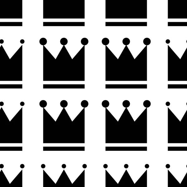 Бесшовный Монохромный Вектор Эпс Рисунок Черными Коронками Белом Фоне — стоковый вектор