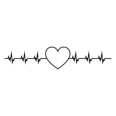 Kardiyogram: kardiyoloji kalp ritim EKG simgesini (Darbeli hat) beyaz zemin üzerine.