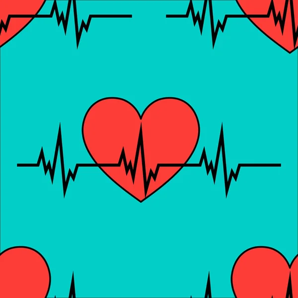 Cardiologia Ritmo Cardíaco Ecg Padrão Ícone Sem Costura — Vetor de Stock