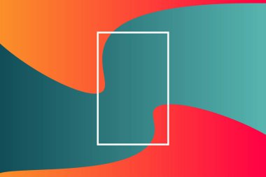 Modern sanat çerçeve sıvı düz geometrik şekillerle metin için: degrade renkli kopya Alanı şablonuyla (kırmızı, yeşil) soyut modern grafik öğeler. Vektör eps10 çizim. 
