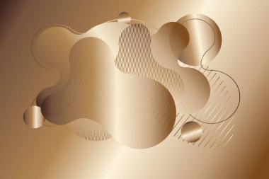 Düz geometrik sıvı şekil afiş: degrade metal renkli kopya alanı şablonuyla soyut modern grafik öğeler. Sunu veya logosu tasarım şablonu. Vektör eps10 çizim.