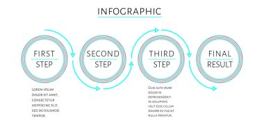 4 seçenekleri (adım) ve metin için yer fütüristik Infographic şablonu. Turkuaz rapor, afiş, iş akışı, iş sunumu için şablon tasarım daireler. Düzenlenebilir vektör Eps 10 illüstrasyon.