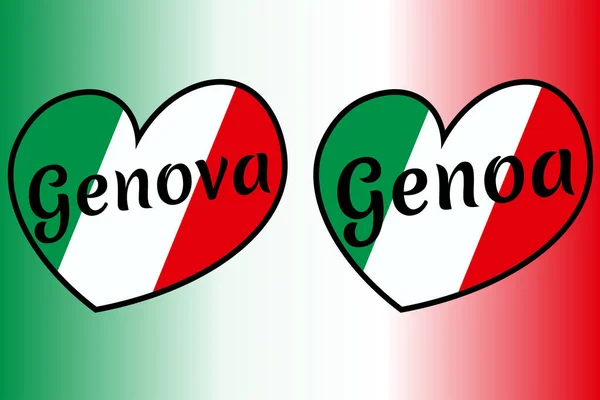 Set van hartvormige Italië vlaggen met inscriptie van naam van de stad in — Stockvector