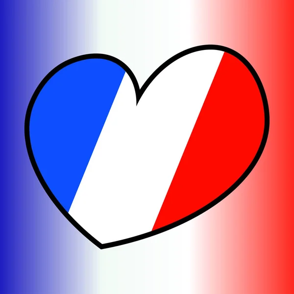 Drapeau de France en forme de coeur avec dégradé de couleurs nationales françaises sur — Image vectorielle