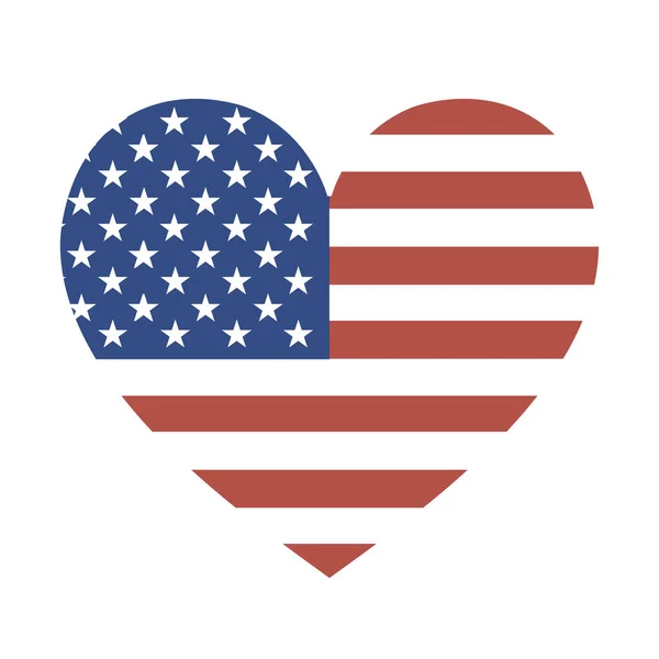 Flaga narodowa z Stanów Zjednoczonych Ameryki w kształcie serca. VECT — Wektor stockowy