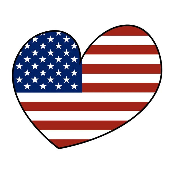 심장 모양의 국기 미국의. Vect — 스톡 벡터