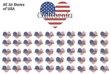 Bayrak, Amerika Birleşik Devletleri ile içinde kalp kümesi şeklinde