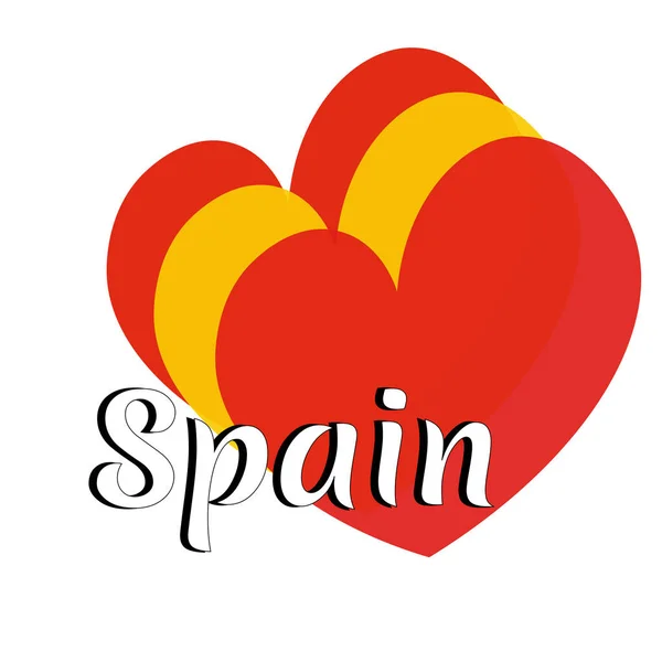 Trois éléments de forme de coeur avec des couleurs du drapeau national de Spai — Image vectorielle