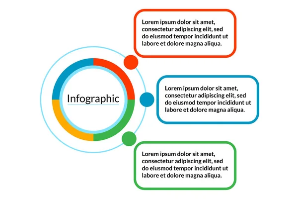 Bright Infographic data visualization template with 3 options (s) — стоковый вектор
