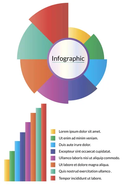 Bright infographic diagram adatok visualization sablon 8 op — Stock Vector