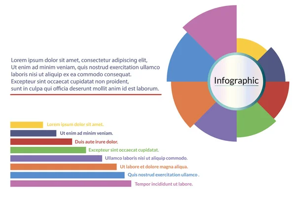 Bright infographic diagram adatok visualization sablon 8 op — Stock Vector