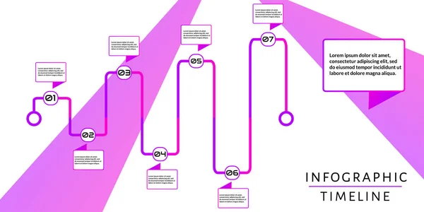 Modello di timeline infografica futuristica con 7 opzioni (passaggi , — Vettoriale Stock