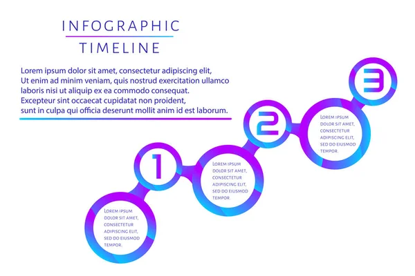3 seçenekli Fütüristik Bilgi Grafiği zaman çizelgesi şablonu, adımlar bir — Stok Vektör