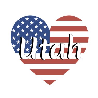 Devlet adı yazıt ile Amerika Birleşik Devletleri Kalp şeklinde ulusal bayrak: Modern tarzda Utah. Vektör Eps10 illüstrasyon.