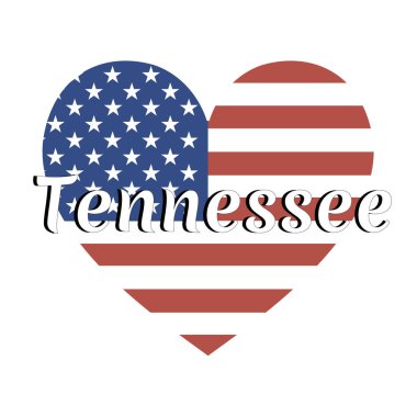 Devlet adı yazıt ile Amerika Birleşik Devletleri kalp şeklinde ulusal bayrak: Modern tarzda Tennessee. Vektör Eps10 illüstrasyon