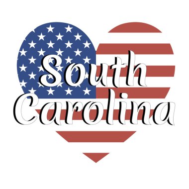 Devlet adı yazıt ile Amerika Birleşik Devletleri Kalp şeklinde ulusal bayrak: Güney Carolina modern tarzda. Vektör Eps10 illüstrasyon.