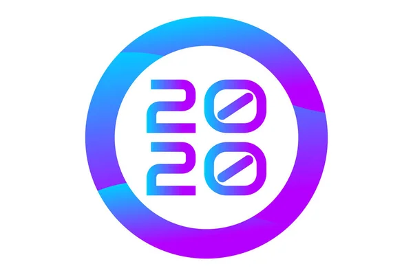 С Новым Годом 2020. Письмо праздника элементы современного стиля с фиолетовым, фиолетовым и синим цветами. Праздничная этикетка для открыток, баннеров, плакатов. Вектор EPS 10 . — стоковый вектор