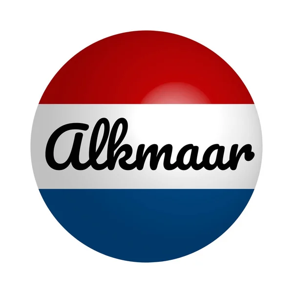 Ronde knop icoon van de nationale vlag van Nederland met inscriptie van de stad naam: Arnhem in moderne stijl en reflectie van licht. Vector Eps10 illustratie. — Stockvector
