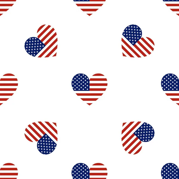 Бесшовная текстура сердца сформировала национальный флаг Соединенных Штатов Америки. Векторная иллюстрация EPS10 . — стоковый вектор