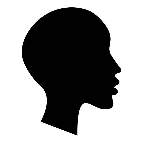 Elegante silueta de cabeza y cara de mujer calva o de pelo corto. Estilo blanco y negro. — Vector de stock