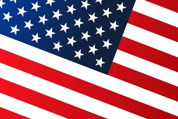 Bandera nacional de los Estados Unidos de América con rayas rojas y estrellas blancas. Color degradado. Fondo patriótico. Ilustración del vector EPS10 — Vector de stock
