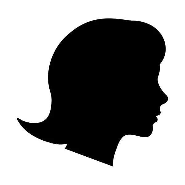 Female head profile silhouette. Black picture isolated on the white background. Vector EPS10 illustration.