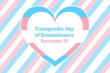 International Transgender Day of Remembrance, has been observed annually on November 20. Background template with Transgender Pride flag for banner, card, poster. Vector EPS10 illustration. clipart