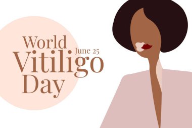 Dünya Vitiligo Günü. 25 Haziran. Tatil konsepti. Arkaplan, afiş, kart, yazılı poster şablonu. Vektör EPS10 illüstrasyonu.