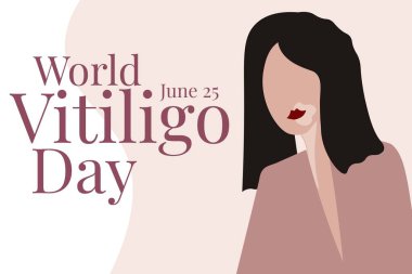 Dünya Vitiligo Günü. 25 Haziran. Tatil konsepti. Arkaplan, afiş, kart, yazılı poster şablonu. Vektör EPS10 illüstrasyonu.