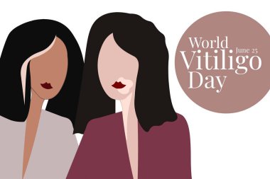 Dünya Vitiligo Günü. 25 Haziran. Tatil konsepti. Arkaplan, afiş, kart, yazılı poster şablonu. Vektör EPS10 illüstrasyonu.